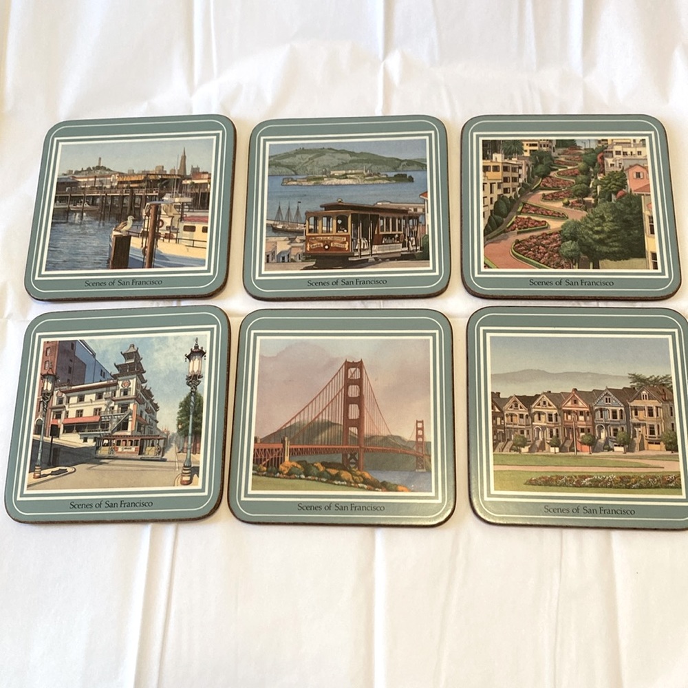 Vintage Pimpernel San Francisco Scenes Beverage Coasters Set of 6 with Box